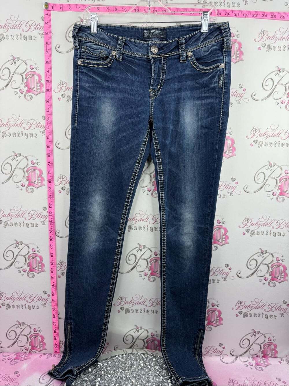 Silver Jeans pants denim embroidered Women’s Indigo Skinny Jeans